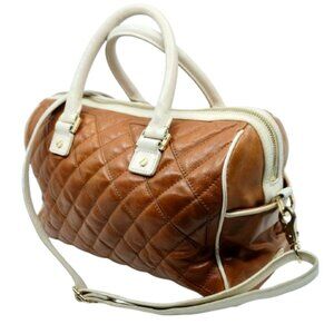 Tory Burch Quilted Brown and Cream Bag